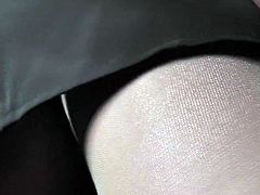 Horny voyeur loves filming blonde's panties during top public upskirt session