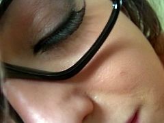 You are welcome here to enjoy watching sextractive brunette in glasses. She gives her sex partner deepthroat blowjob and rides his meaty pole.