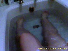 Big breasted wife in the bath