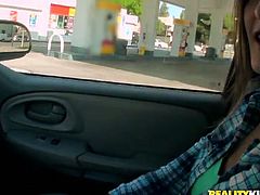 Watch this cute and sexy babe suck that cock with her sexy and small mouth right inside the car Harmony Vision sex clips.