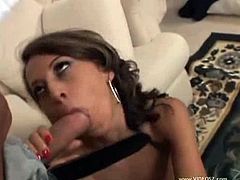 VideosZ brings you a wild free blowjob video where the perverse and intense brunette Veronica Jett sucks a massive cock while assuming some very interesting poses.