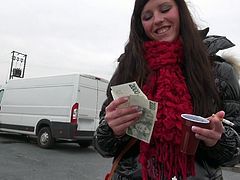 Watch this slutty bitch who is ready to do anything for money,even to shor her titties in the public in Naughty America sex clips.