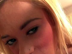 Rebecca Blue is a skinny teenage blonde with incredibly tight bald pussy. She gives mouth job to lucky guy before he makes his worm disappear in her love tunnel. Watch Rebecca Blue get nailed.
