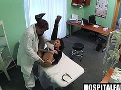 Brunette gets fingered and fucked by her doctor