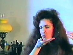Retro video with curly girl getting fucked in her bushy pussy