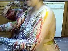 Fat ass bitches are playing nasty games in the kitchen. They get messy in sticky syrup and oily soy sauce. Enjoy watching messy scene featuring two curvy lesbian hookers.