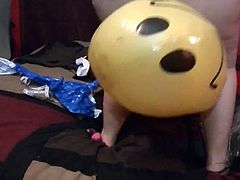 she grinds her butt holes on beach ball