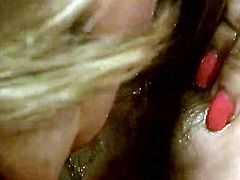 Two bisexual blonde chicks poke each other's wet hairy pussies with beads. Girls eat each other's assholes and get fucked doggystyle by one dude.