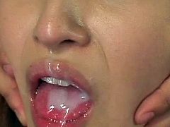 Cute asian dolls are having their faces covered in jizz during rough aian bukkake porn