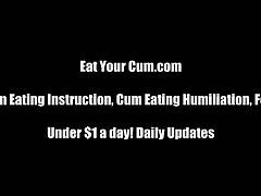 Eat Your Cum brings you an exciting free porn video where you can see how some vicious dommes make you eat your own cum while teasing you with their exciting bodies.