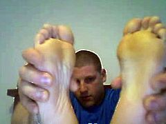 straight male feet on webcam - rugby player