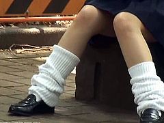 Check out these horny japanese schoolgirls sitting and texting. They didn't know that they are being watched by a secret camera!