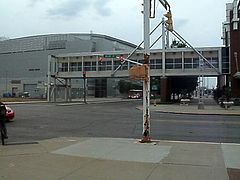 Lincoln bus going pass the library