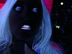 Watch these two hot and busty blonde in their hot lesbians action in this Halloween scare party.See them getting naked and showing that huge tits and shaved tight cunts that they toys nicely.