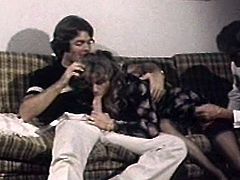 Astounding milf is truly impressive during thie wild retro threesome porn show