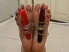 Foot Torture candle feet bondage wax bdsm