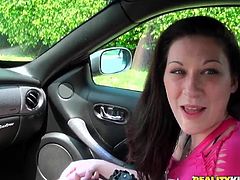 Click to watch this brunette getting plowed inside a car, and don't miss the moment when she goes down and puts this fellow's rod deep in her mouth!