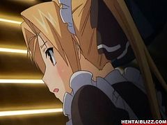 Two hentai maids sharing a stiff dick