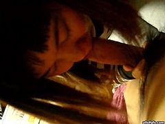 What can be better than watching sucking Asian girlfriend? She does her best and swallows dick like greedy. Be pleased with eager blowjob by Asian whorish gf.