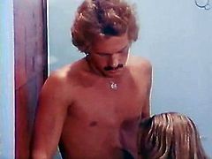 Nice retro porn from The Classic Porn studios! Horny blonde babe gives blowjob to her moustached partner and takes his big dic up her tight hairy cunt missionary style.