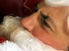 PlayBoy brings you a hell of a free porn video where you can see how a sensual brunette belle gets banged by Santa Claus while assuming some very interesting poses.