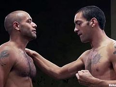 Share this with your friends! Two gay dudes fight with each other till one of them gets extremely fucked and his ass gets smashed hard. But he loves it!