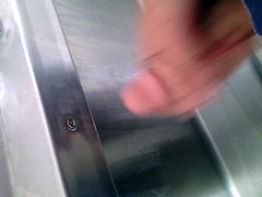 public urinal wank with cumshot