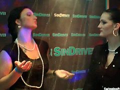 Slutty newbies in one swingers party. You will see all these drunk and horny chicks doing their thing. There were few cocks to indulge with too and they sure are enjoying.