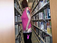 Bella Jaimes At The College Library Flashing