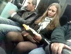 candid black pantyhose in metro