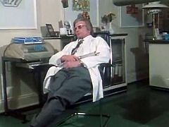 Dumpy looking zealous wench visited one horny doctor. She rested leg spread in bed and got her incredibly hairy wet vagina passionately eaten by that freaky man. Look at this pussy hunter in The Classic Porn sex clip!