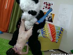 Insatiable bitchy lassie with dark hair and big sexy ass asked her guy to make surprise to her thirsting kitty. He dressed in Panda and drilled her hot pussy from behind. Enjoy this extreme loping in WTF Pass sex clip!