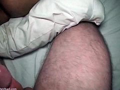 Sai is handcuffed and blindfolded, treated as a kinky bareback love slave! She can't see with the blindfold on, only feels this cock deep into her asshole.