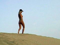Yvonne naked in Public (Playa de Maspalomas)