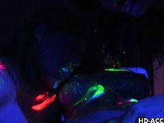 If you are up for something a bit different, then this scene is just for you. It features Alexis Love, Michelle Avanti and Sandra Romain having fun in the dark, under black-light.