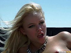 Passionate blonde Alexis Monroe withs sexy natural tits sucks cock and gets her asshole dicked in the back of a pick-up truck somewhere in the desert. She gets her ass drilled hard right in the sun!