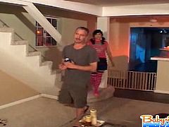 Super hot babysitter avy lee roth is having a chat with her drunk boss! She likes him very much and wants to suck his fat rod!