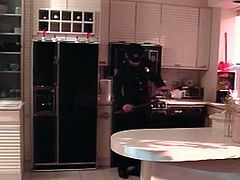 Clever busty brunette gets her finger 'stuck' in the pipes under the sink. A consciences cop comes to the rescue and before you know it, he's fingering her ass and clit. Then he nails her right in the butt hole and pulls out to jerk off in her hand.