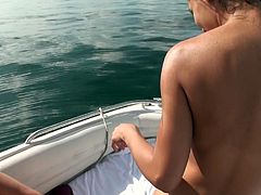 Here we are, on a boat in the middle of fucking nowhere, with these naughty sluts! Come and join us and see how our dark haired cuties, Jasmine and Daisy, lick pussy and then suck cock. They give their best to make them cum or else we'll through their asses overboard. Enjoy!