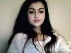 Horny and filthy dark haired whore with awesome body and shape takes her clothes off and tickles her clit. Have a look in steamy The Indian Porn sex clip.
