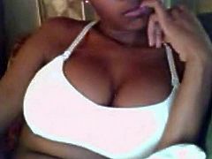 Busty ebony chick on webcam