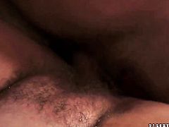 Blonde with massive boobs puts her luscious lips on guys sturdy dick
