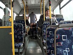 These two are so fucking shameless! Blonde babe Lindsey and this guy are in the back of a bus when suddenly, things get hot between them. Without any hesitation the blonde goes on her knees and sucks the guy. Everyone minds their own business as Lindsey sucks cock and then takes it from behind like a whore.