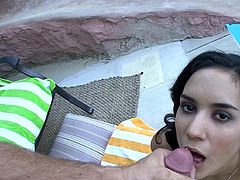 POV blowjob by an awesome brunette Tia Cyrus