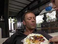 What do these girls like more than cake? A hard cock of course! Rocco knows how to treat such cute girls, so he gives them whip cream cake and his dong. The girls love it and get naughty with him. Look how much fun they have rubbing his cake covered dick with their feet! Surely they needs some jizz topping!