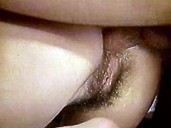Blonde and brunette fondle each other and give blowjob to one lucky guy
