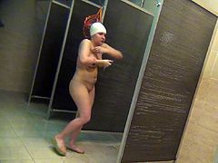Enjoy nude ladies having warm shower while being filmed in secret
