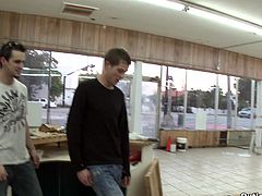 Dude sucks on another dude's dick and fuckin' gets it shoved balls deep into his fuckin' tight asshole, check it out right here!