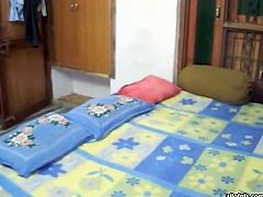 Slutty long haired Indian sex doll takes off her closes kissing the guy. Have a look at this bitch in The Indian Porn sex clip.