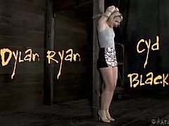 Dylan Ryan screams and almost sheds tears when Cyd Black inflicts pain on her nipples, ass cheeks and pussy. The pain gets more intense as he moves on from tits to ass.
